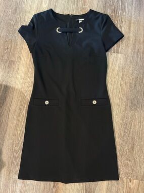 Classic Black Short-Sleeve Sheath Dress